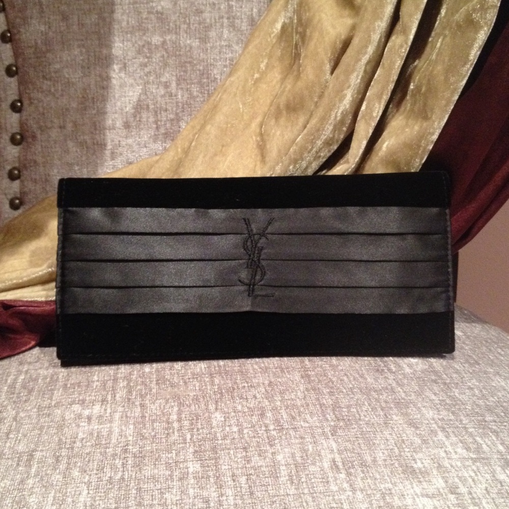 YSL Saint Laurent Satin Velvet Clutch/evening bag/makeup bag/purse, new